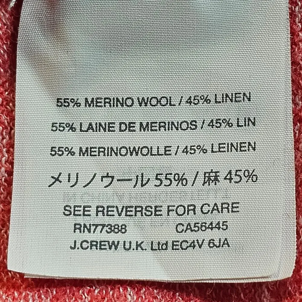 J. Crew Relaxed Fit V-Neck Merino Wool and Linen Blend Sweater Size S